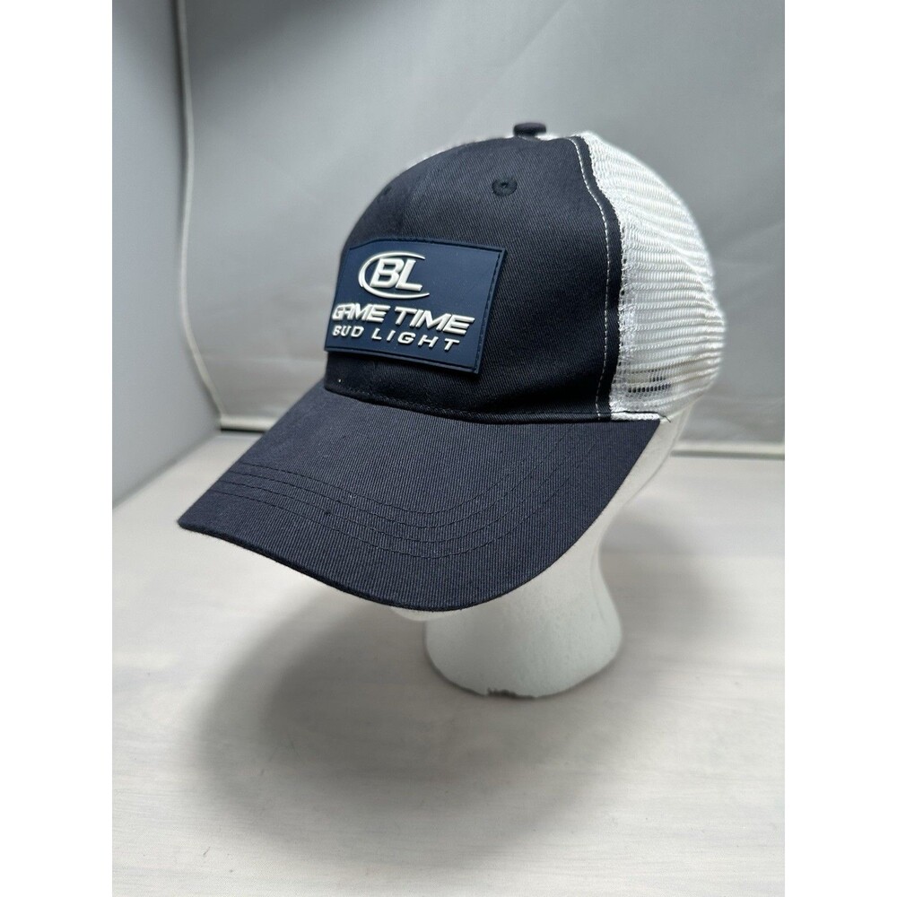 Bud Light Game Time Mens Blue & White Mesh Adjustable Hat Cap Baseball